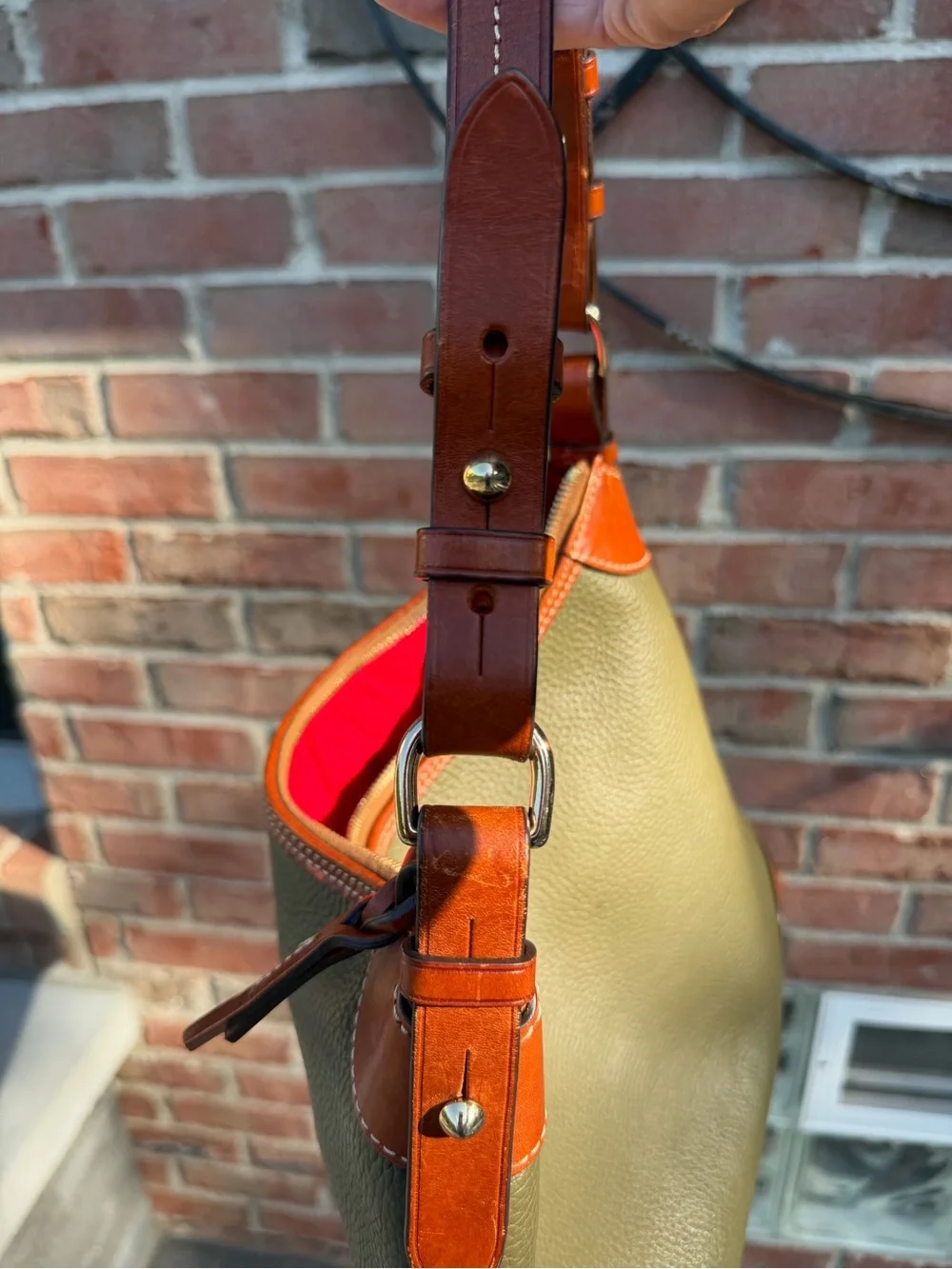 Dooney & Bourke Olive Green and Brown Leather Hobo